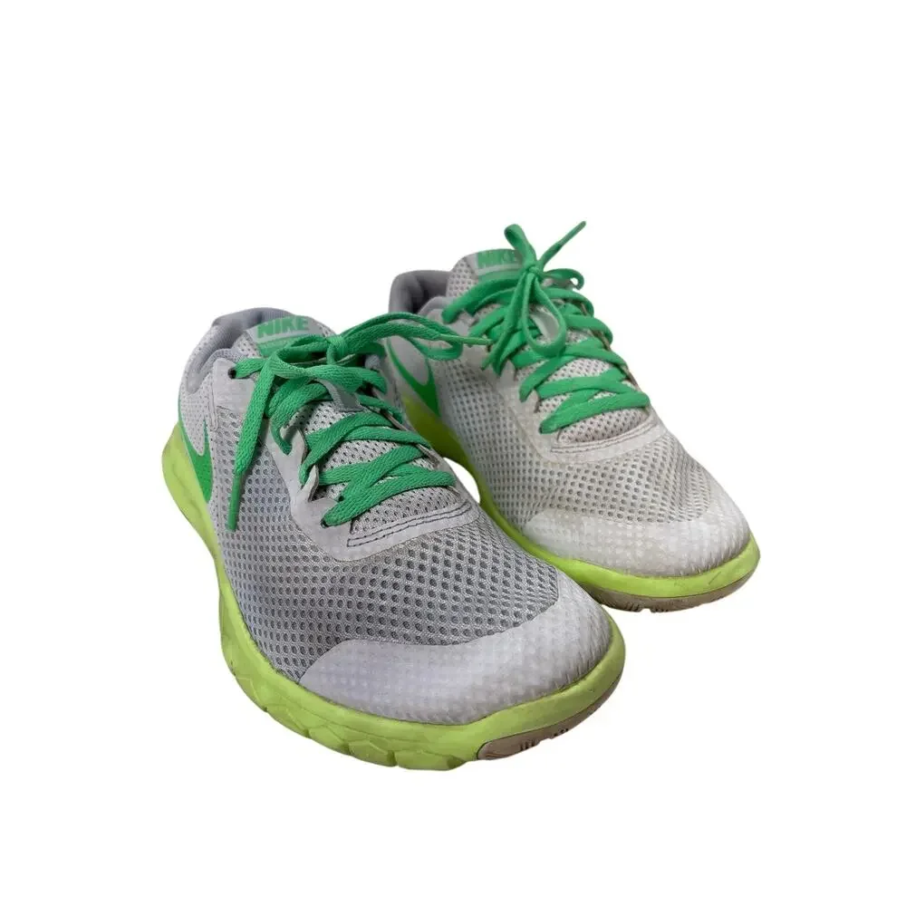 Nike Flex Experience RN 5, 6.5Y‎ White Green Kids Athletic Running Sneakers